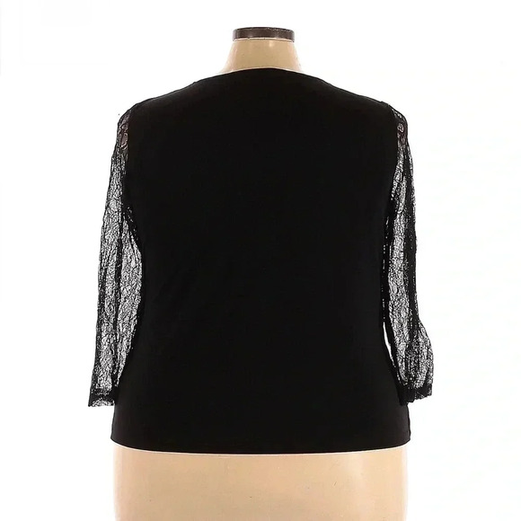 Nine West | Black Criss Cross Sheer Long Sleeve Blouse Plus Size 3X NWOT - Picture 3 of 6